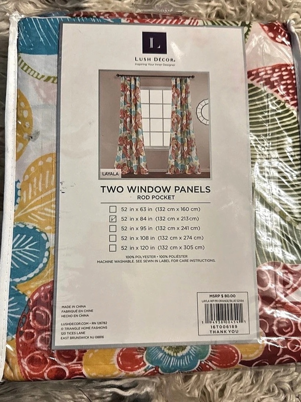 Lush Decor Layla Window Curtain Panel Set Floral Multicolor